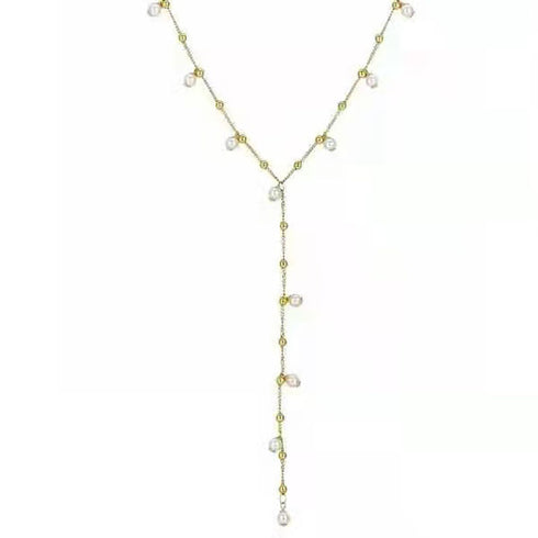 Elegant Y Shape Dainy Pearls Long Necklace - Zafari Studio Jewelry